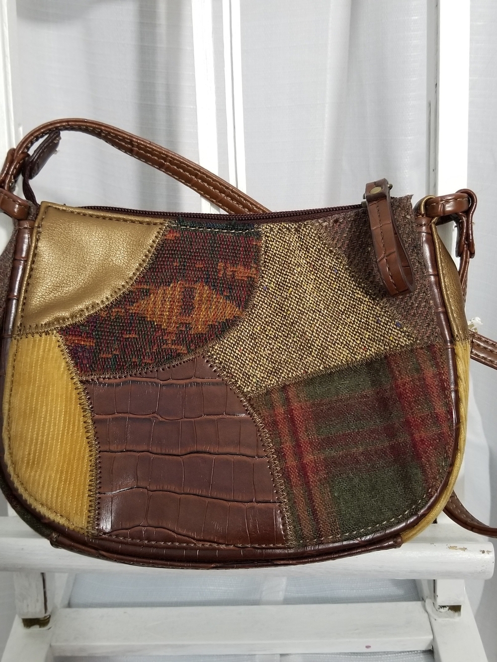 Y2K Patchwork Brown & Gold Women's Shoulder Bag